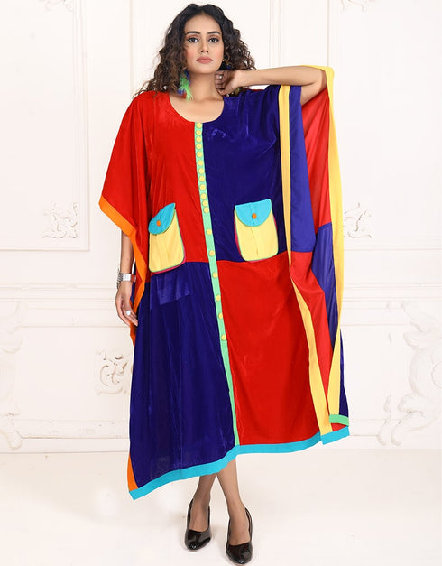Modern Milano Red Party Wear Moden Style Kaftan