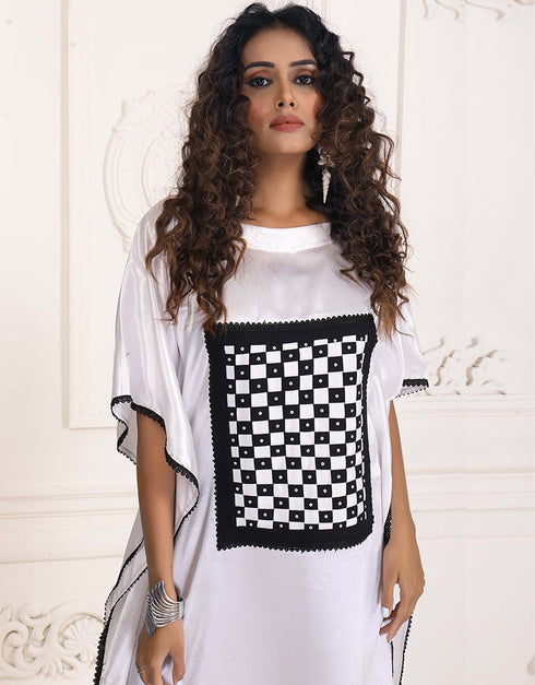 Dubai Smoky White Handmade Farasha Kaftan
