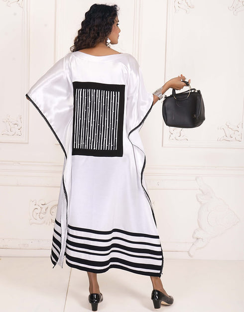 Dubai Smoky White Handmade Farasha Kaftan