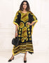 Modest Onyx Black Color Brasso Hippie Style Kaftan