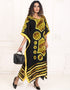 Modest Onyx Black Color Brasso Hippie Style Kaftan