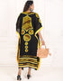 Modest Onyx Black Color Brasso Hippie Style Kaftan