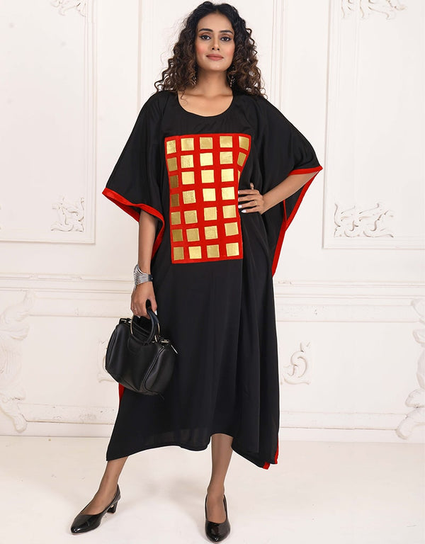 Islamic Miage Black Silk Fancy Style Kaftan
