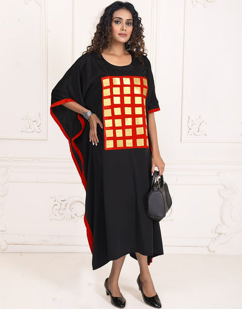 Islamic Miage Black Silk Fancy Style Kaftan
