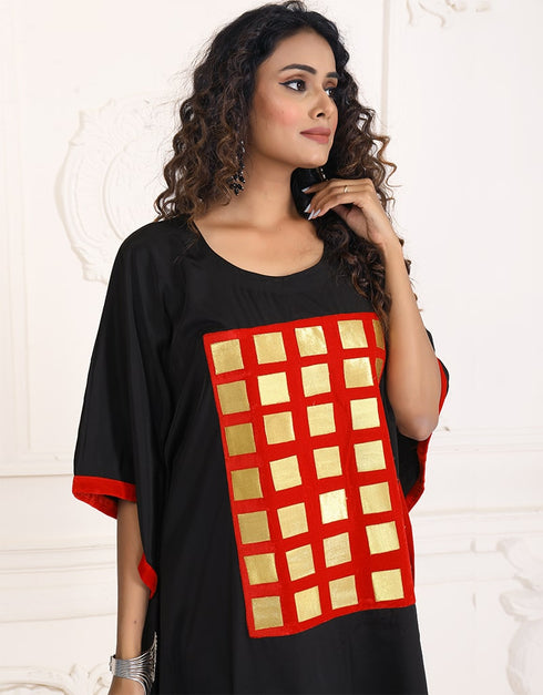 Islamic Miage Black Silk Fancy Style Kaftan