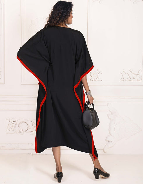 Islamic Miage Black Silk Fancy Style Kaftan