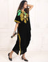 Arabic Dark Back Multi Printed Velvet kaftan