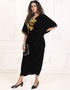 Arabic Dark Back Multi Printed Velvet kaftan