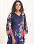 Dubai Purple Haze Color Flower Print Rayon Kaftan