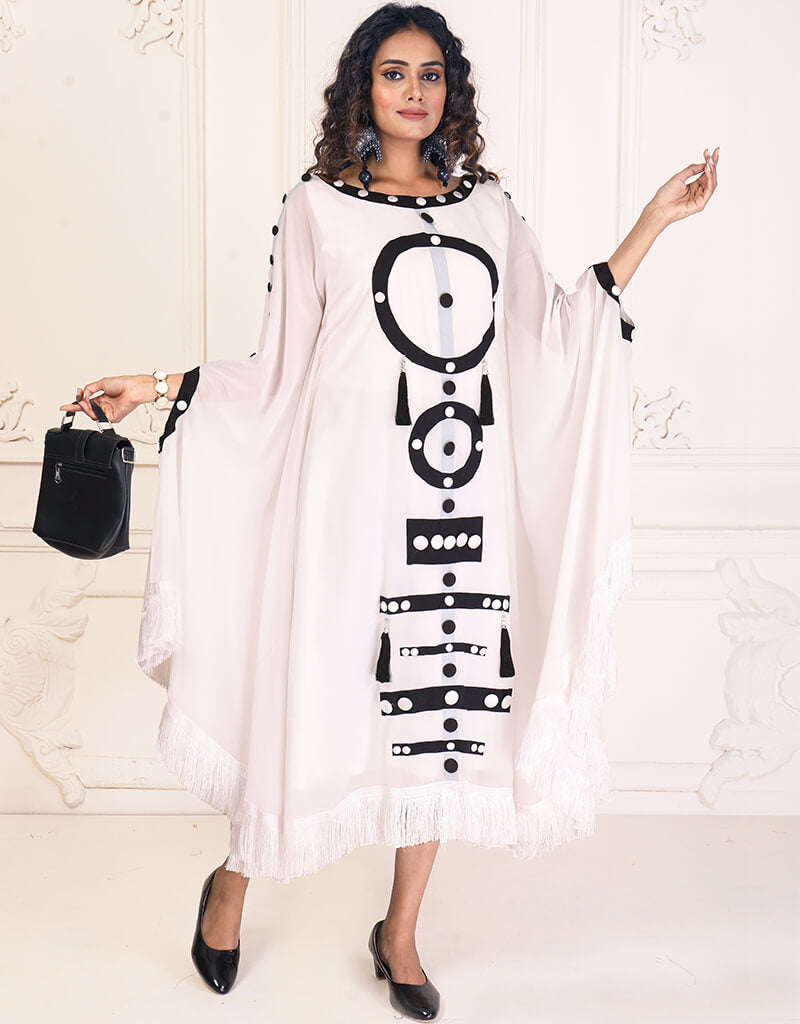 Women Party kaftan farasha patterned White main image 1