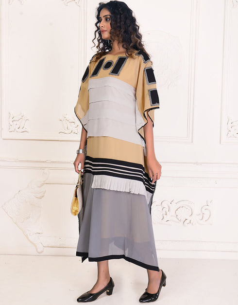 Modest Light Brown Boho Style Handmade Kaftan