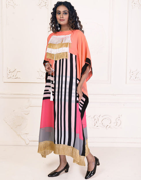Islamic Peachy Pink Real Georgette Summer party Wear Kaftan