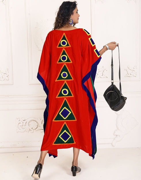 Arabic Palm Green Color Real Velvet multi Print Modern Kaftan