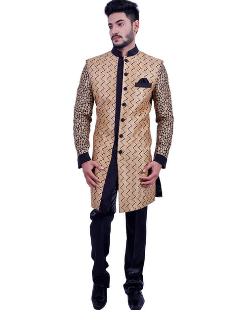 Natural Jute With Black Indo western Juit Silk Pant Closure View