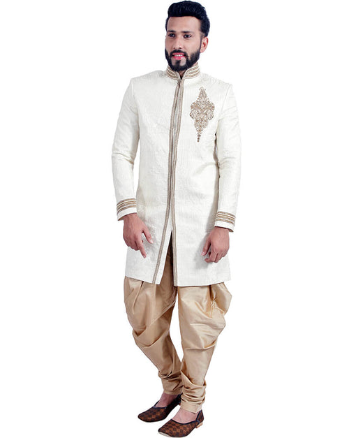 Off White Indo western Kela Brocade Chudidaar