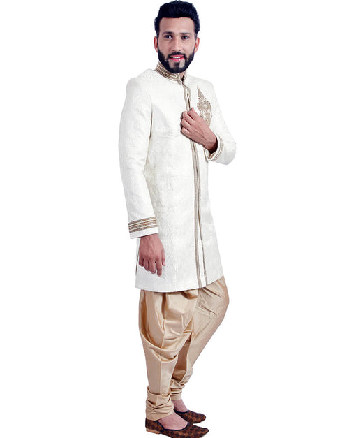 Off White Indo western Kela Brocade Chudidaar Closure View