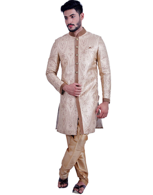 Flaxen Indo western Kinkhab Brocade Chudidaar Closure View