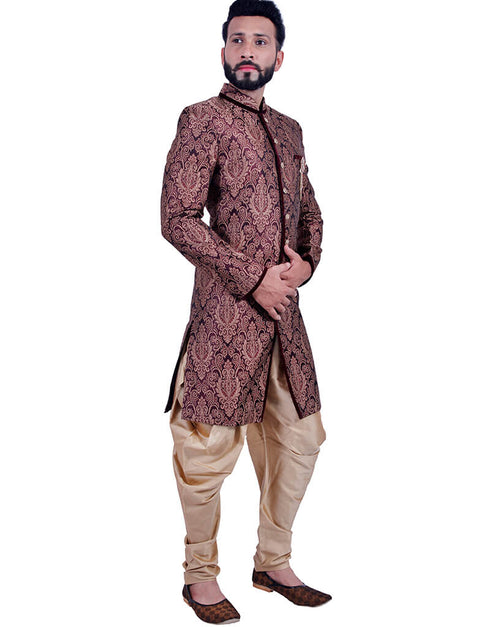 Multicolor Indo western Tanchoi Brocade Chudidaar Closure View