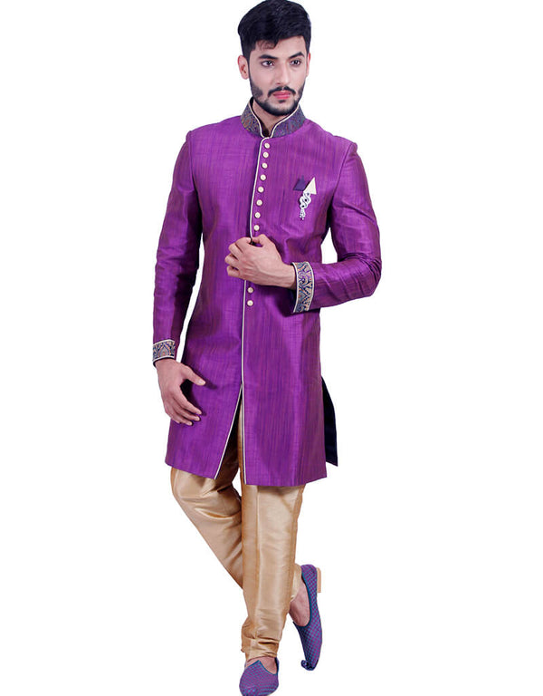 Dark Lavender Indo western Art Silk Chudidaar