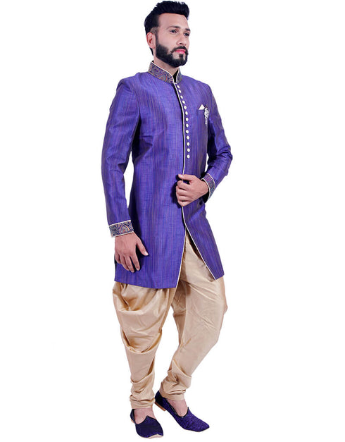 Indigo Indo western Art Silk Chudidaar Closure View