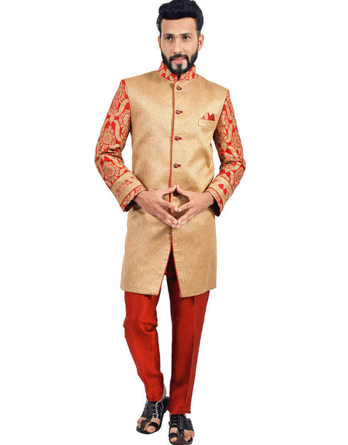 Natural Jute With Maroon Indo western Juit Silk Pant