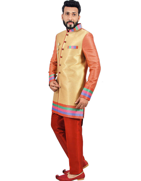 Multicolor Indo western Zari Brocade Pant Closure View