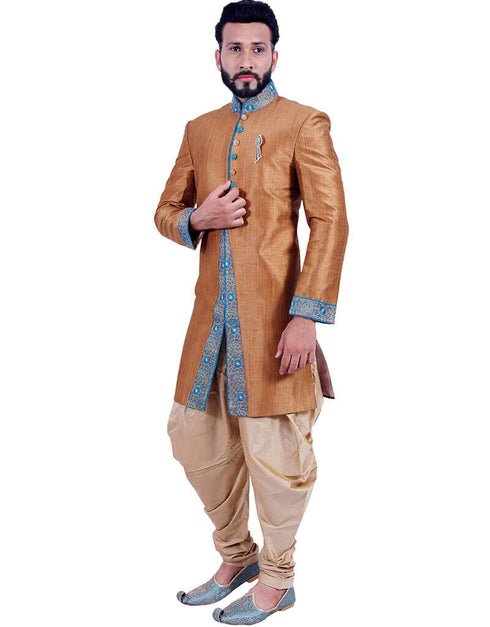 Sienna Brown Indo western Art Silk Dhoti Closure View