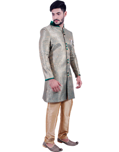 Multicolor Indo western Zari Tanchoi Chudidaar Closure View