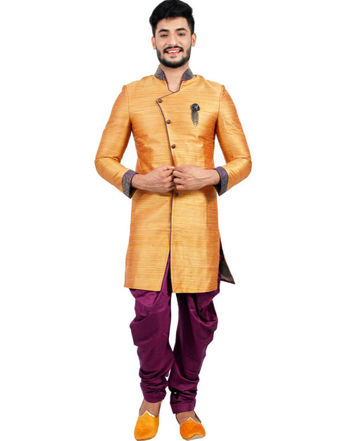 Burnt Orange Indo western Raw Silk Dhoti