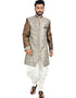 White With Sienna Coffee Indo western Tehra Zari Brocade Dhoti