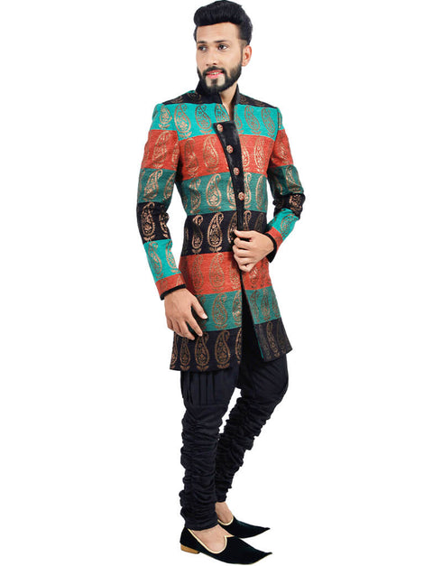 Multicolor Indo western Rich Brocade Dhoti Closure View