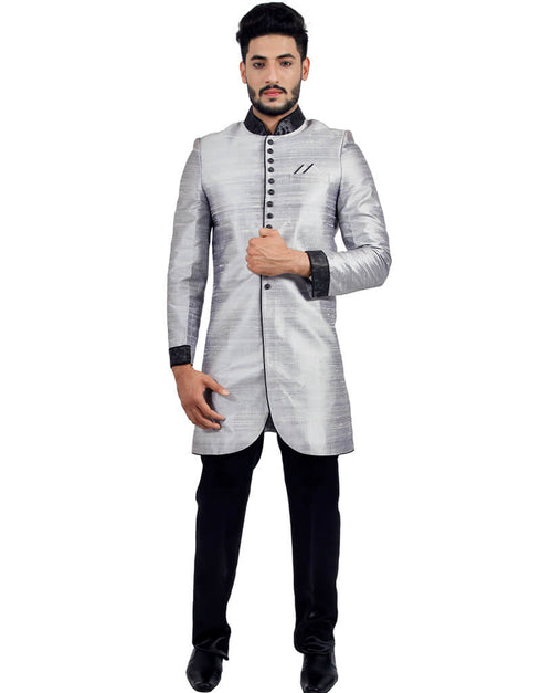 Silver Grey Indo western Art Silk Pant