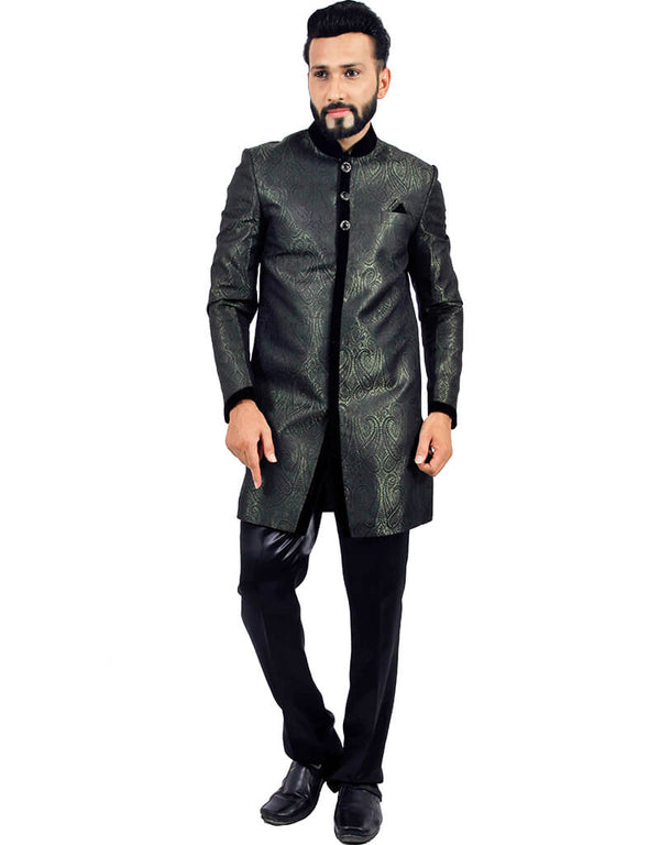 Darkgreen With Black Indo western Tanchoi Brocade Pant