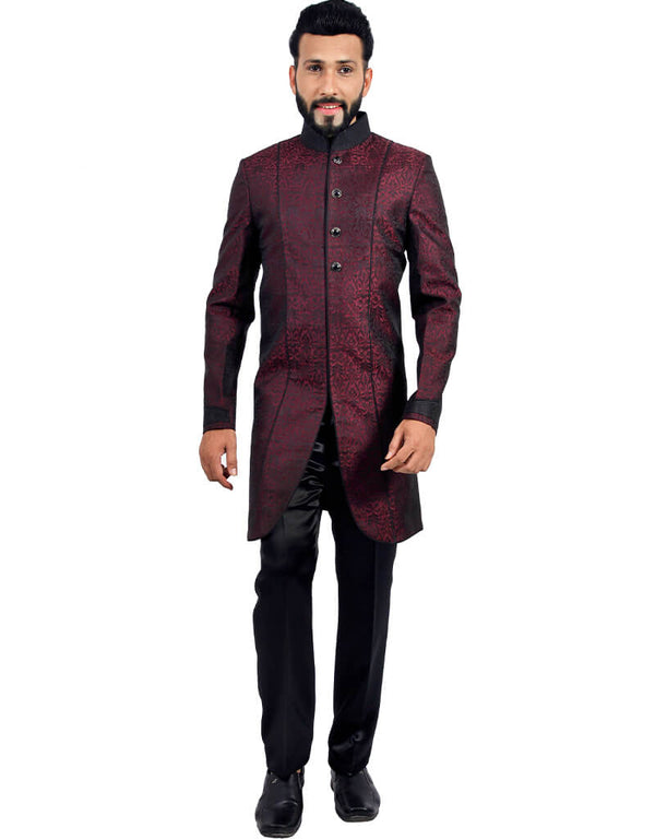 Marron With Black Indo western Kela Brocade Pant