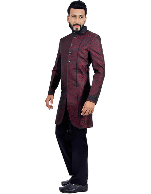 Marron With Black Indo western Kela Brocade Pant Closure View