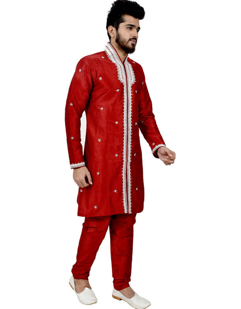 Maroon Indo western Art Silk Chudidaar Closure View