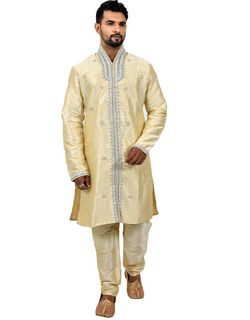 Cream Indo western Art Silk Chudidaar