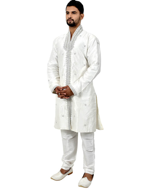 White Indo western Art Silk Chudidaar Closure View