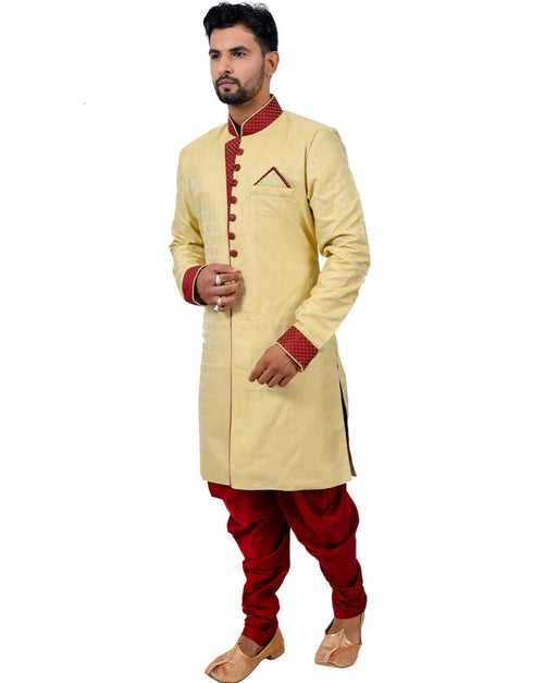 Golden Indo western Katan Stepal Brocade Silk Dhoti Closure View