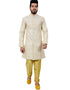Cream Indo western Brocade Silk Chudidaar
