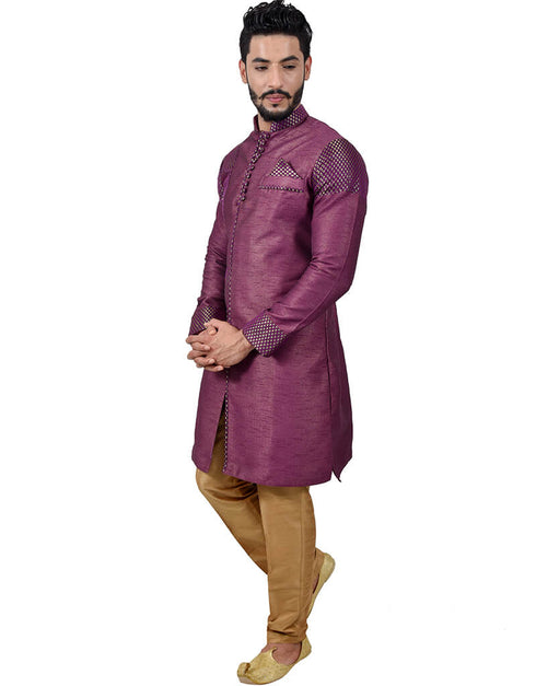 Purple Indo western Art Silk Chudidaar Closure View