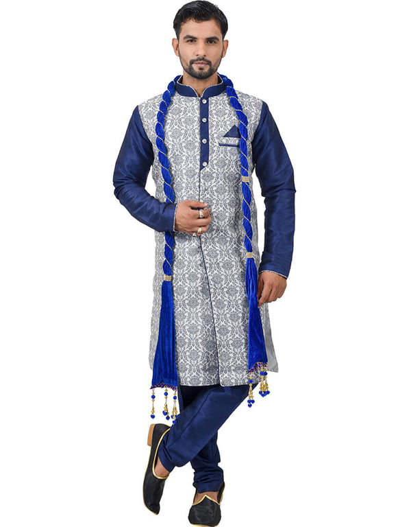 Blue Indo western Cottan Brocade Silk Chudidaar
