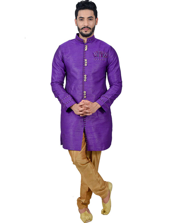 Dark Violet Indo western Art Silk Chudidaar