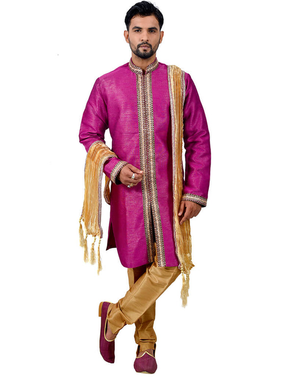 Neon Purple Indo western Art Silk Chudidaar