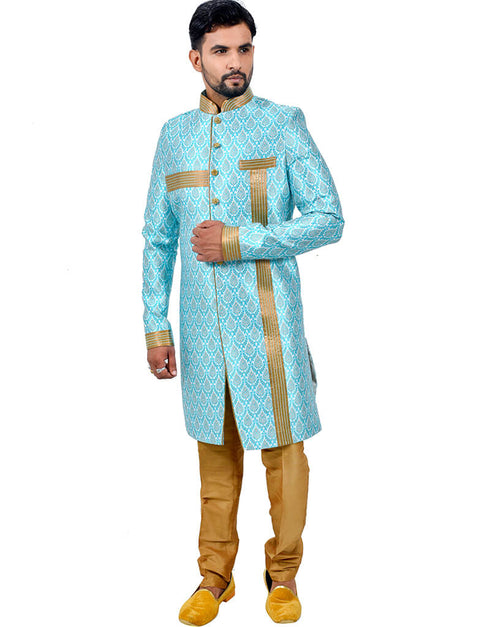 Multi Indo western Dupion Dohra Brocade Silk Chudidaar Closure View