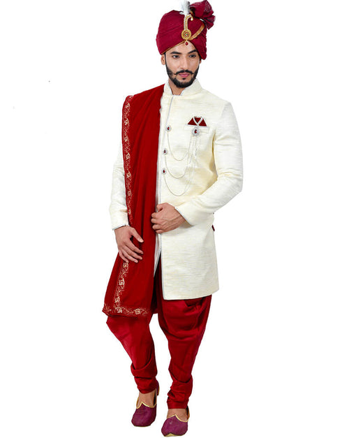 Cream Indo western Art Silk Dhoti