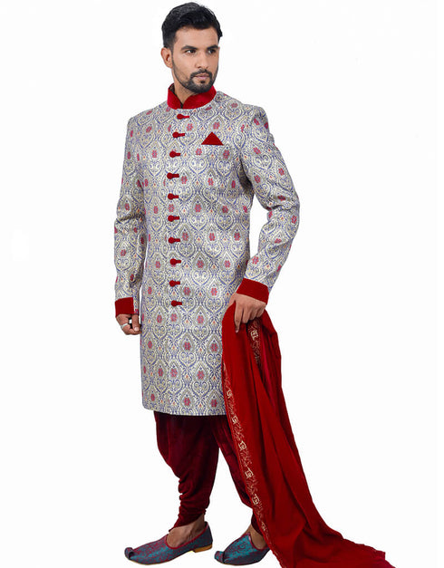 Multi Indo western Zari Brocade Silk Dhoti Closure View