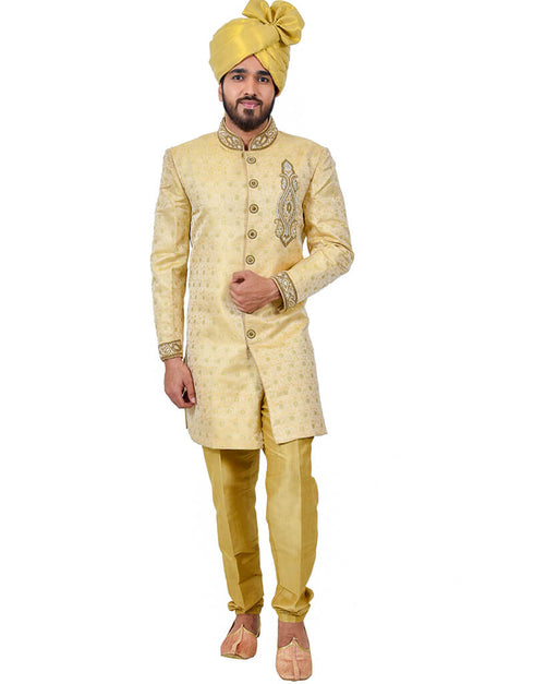 Golden Indo western Zari Brocade Silk Chudidaar
