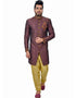 Neon Purple Indo western Zari Brocade Silk Chudidaar