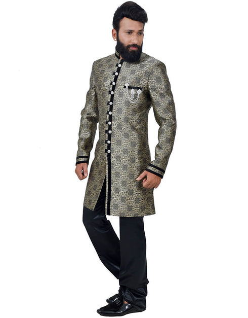 Multi Indo western Art Brocade Silk Pant Closure View